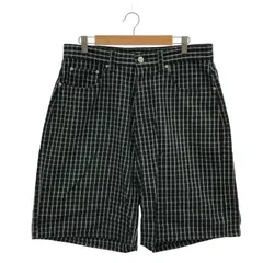 【中古】OBEY ショートパンツ チェック柄 ブラック W32[10]
