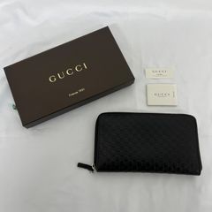 GUCCI グッチ マイクロシマ ラウンドファスナー 長財布 ブラック