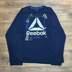 Reebok リーボック デカロゴ グラフィックプリントロングTシャツ ネイビー XL