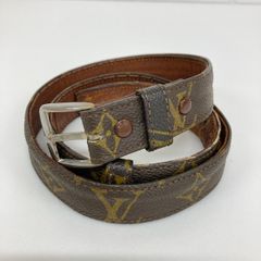 ルイヴィトン LOUIS VUITTON モノグラム ベルト ブラウン 茶色 シルバー金具 総柄 メンズ レディース OX04079