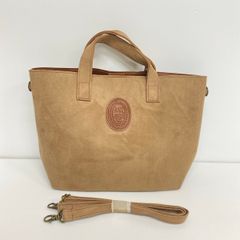 極美品 nest Robe/ネストローブ 2way トートバッグ/ショルダーバッグ キャメル スエード調 ロゴワッペン付 レディース[OO00760]