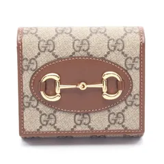 グッチ GUCCI 二つ折り財布 ホースビット GGスプリーム 621891 ベージュ/ブラウン レザー ホースビット コンパクトウォレット レディース Used A