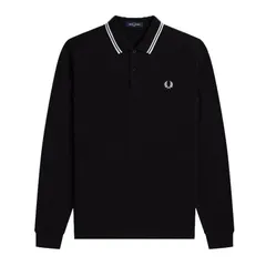 【新品未使用】FRED PERRY フレッドペリー ポロシャツ 長袖 ユニセックス ブラック 綿100% 刺繍ロゴ 春秋物