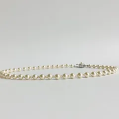 ガラスパールとグラスビーズのネックレス/6mm約42cm+2cm/ホワイトベージュ/R/made in japan