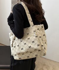 コーデュロイ マルチポケットトートバッグ カラー：ライトベージュ 商品コード：98XIUFENG-047