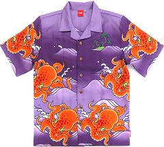 [Used] Polo shirt/Work shirt, Chirimenta Aloha, Purple, Size M, "Splatoon"