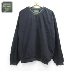 L/古着 DOCKERS ドッカーズ 長袖 ナイロン ジャケット メンズ クルーネック ブラック 26sep02