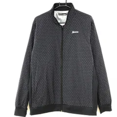【美品】スリクソンバイデサント 中綿ジャケット 黒系×ネイビーグレー系 総柄 切替 胸ロゴ  メンズ 3L ゴルフウェア 大きいサイズ SRIXON