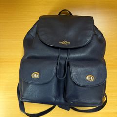 美品】COACH コーチ レザー リュック バックパック ネイビー F37410
