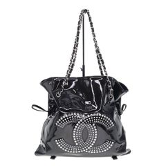 [중고] CHANEL 샤넬 A47741 스트라스 CC 봉봉 체인 토트 백 코코 마크 에나멜 여성 남성 가방 블랙 브랜드