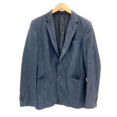 COMME des GARCONS HOMME コムデギャルソンオム テーラードジャケット ピンストライプ柄 HO-J061 XSサイズ ダークネイビー アウター ★SS2191