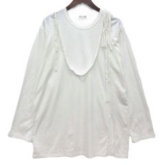 サイト s'yte ヨウジヤマモト ジャージー ブレイデッド Tシャツ カットソー 長袖 40/2 JERSEY BRAIDED T-SHIRT ホワイト 白 3 UV-T01-018