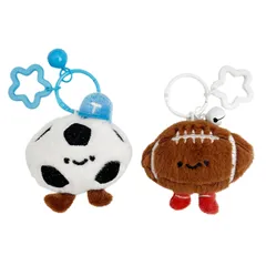 バッグチャーム ぬいぐるみ 2個セット 星 スポーツ 鈴付き カラビナ付き デザイン2