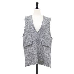JOURNAL STANDARD relume ジャーナルスタンダード レリューム ジレ ブラック 黒 FREE ツイード フリンジ ベスト 220114762502030 Vネック ノーカラー サイドスリット フラップポケット【レディース】【中古】