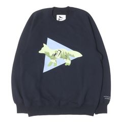 【新品】MAISON KITSUNE メゾン キツネ スウェット ネイビー 黒 2 23SS and wander グラフィック ラグラン スウェットシャツ DRY COTTON SWEATSHIRT 574-3184904 トップス トレーナー コラボ