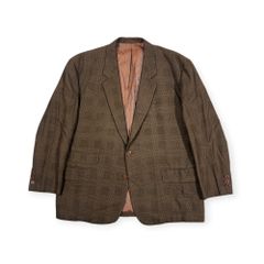 80s TAKEO KIKUCHI タケオキクチ グレンチェック 裏地総柄  テーラードジャケット サイズ2/ブラウン系 メンズ ビンテージ