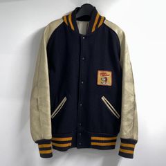 【中古】50s LASLEY KNITTING ワッペン付き ウールスタジャン サイズ42 ネイビー　ラスレイニッティング[17]
