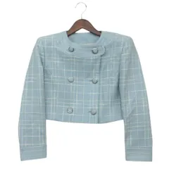 courreges クレージュ ノーカラージャケット クロップド ダブルブレスト ジャケット アウター ライトブルー 9AR63【M】 レディース 【中古】