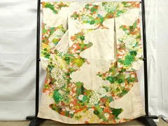平和屋着物■豪華振袖　駒刺繍　扇面花文　牡丹　金彩　正絹　逸品　DABK3150qa