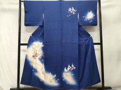 平和屋着物＊夏物 竺仙鑑製 浴衣 反物 着尺 桔梗 証紙付き 綿 逸品