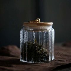新品未使用 ガラス製 茶筒 円形 260ml 500mlCJ484