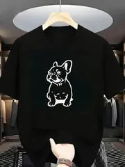 【メンズ】フレンチブルドッグ グラフィック Tシャツ - 通気性ポリエステル生地、ソフト カジュアル サマートップ、犬好きに最適?