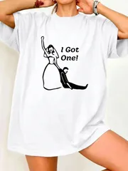 ユニセックス 「パートナーを釣り上げた、ゲットしたぞ」Tシャツ ? T字型プリント入り 100%カジュアル半袖Tシャツ - 面白い結婚ユーモアギフト 結婚式・普段着に最適
