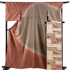 美品】 名古屋帯 名品 龍村美術織物 落款 宝尽くし 箔 焦茶色 正絹
