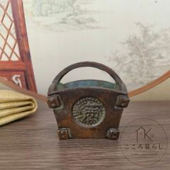銅細工 日進斗金銀満斗聚宝盆 書道具 文房具 装飾品 工芸品 美術品 置物