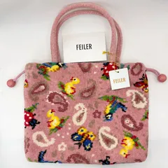 未使用　フェイラー　ハイジ　手付き巾着　VERY FEILER フェイラー ハイジ 手付き巾着 バッグ ピンク ペイズリー タグ