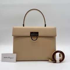 中古 大人気✨ Salvatore Ferragamo フェラガモ ハンドバッグ ガンチーニ ショルダーバック 2way レザ 即納