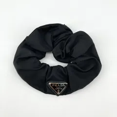 PRADA（プラダ） テスートシュシュ トライアングルロゴ エコニール100％ 1IF015 ヘアアクセサリー ブラック×シルバー