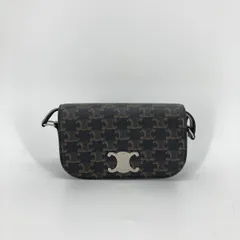 CELINE（セリーヌ） スモールトリオンフクロス レザー シルバー金具 117892 ショルダーバッグ ブラック×シルバー