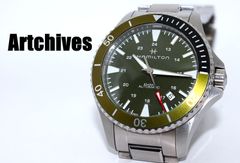『VRW-2205』☆時計☆HAMILTON (ハミルトン)☆H823750☆カーキ ネイビー スキューバ☆GRN文字盤 自動巻き 稼働品☆