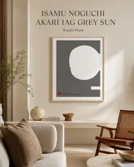 akari イサム・ノグチ 絵紙　ポスター　1a （丸）　グレー　額装なし