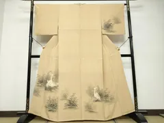 平和屋着物●訪問着　手描き　鷺　さぎ　正絹　逸品　DABK0420ud
