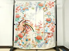 平和屋着物●豪華振袖　駒刺繍　鳳凰牡丹花文　金彩　正絹　逸品　CABM3976yc