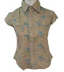 新品・未使用　リーバイス(Levi's) ヴィンテージ 花柄ウエスタンシャツ 半袖 ベージュ ブルー レディース[S]