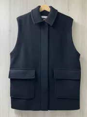 SACRA サクラ 123604061 LAMBWOOL MELTON GILET ラムウール メルトン ジレ ベスト サイズ38 ブラック