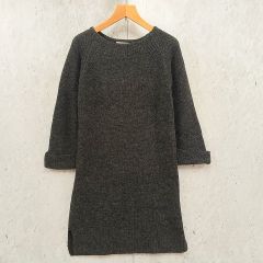 AMERICAN HOLIC アメリカンホリック ニット ワンピース ボートネック 長袖 スリット ブラック Fサイズ ◇〇