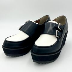 未使用タグ付き MOUSSY マウジー 厚底シューズ ダブルストラップ ウェッジソール ブラック×ホワイト モノトーン  ヒール7cm サイズM