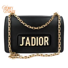 【美品・マリアグラツィア期】クリスチャンディオール Christian Dior ジャディオール J'ADIOR フラップバッグ ミディアム 2WAY チェーンショルダーバッグ クラッチバッグ 斜め掛け スムースカーフ レザー ブラック 黒 廃盤色 レディース