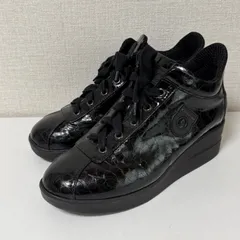 AGILE BY RUCOLINE ルコライン 厚底スニーカー 37 黒 クロコ調