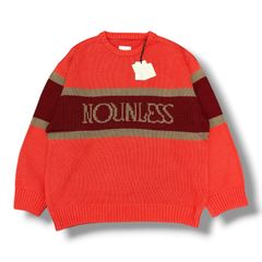 参考上代25300円 未使用 NOUNLESS CLASSIC LOGO KNIT ロゴ ニット 長袖セーター オーバーサイズ ナウンレス 112420130250 オレンジ 2 （2934MG）