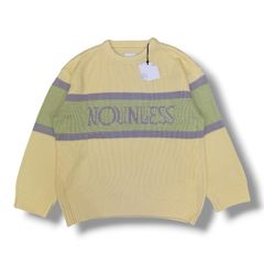 参考上代25300円 未使用 NOUNLESS CLASSIC LOGO KNIT ロゴ ニット 長袖セーター オーバーサイズ ナウンレス 112420130250 イエロー 2 （2931MG）