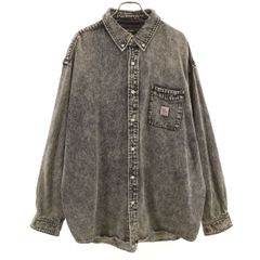 Mark Gonzales マークゴンザレス 長袖 デニム ボタンダウンシャツ XL グレー メンズ 古着