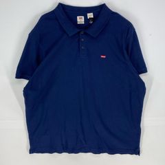 古着 リーバイス Levi's 鹿の子 半袖シャツ ワッペン ワンポイント ポロシャツ ショートスリーブ 3XL  ネイビー系 メンズ