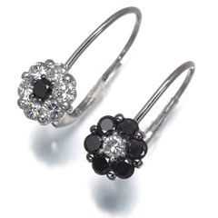 ポンテヴェキオ ピアス ブラック&クリア ダイヤ ダイヤモンド 0.41ct/0.41ct フラワー K18WG #201928
