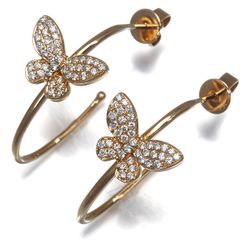 ポンテヴェキオ ピアス ダイヤ ダイヤモンド 0.16ct/0.16ct 蝶 バタフライ パヴェ フープ K18PG #202293
