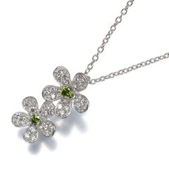 ポンテヴェキオ ネックレス グリーン&クリア ダイヤ ダイヤモンド 0.24ct/0.08ct フラワー K18WG #201565